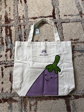 Jellycat Amuseables Aubergine Eggplant Tote Bag - New with Tags - 100% Authentic